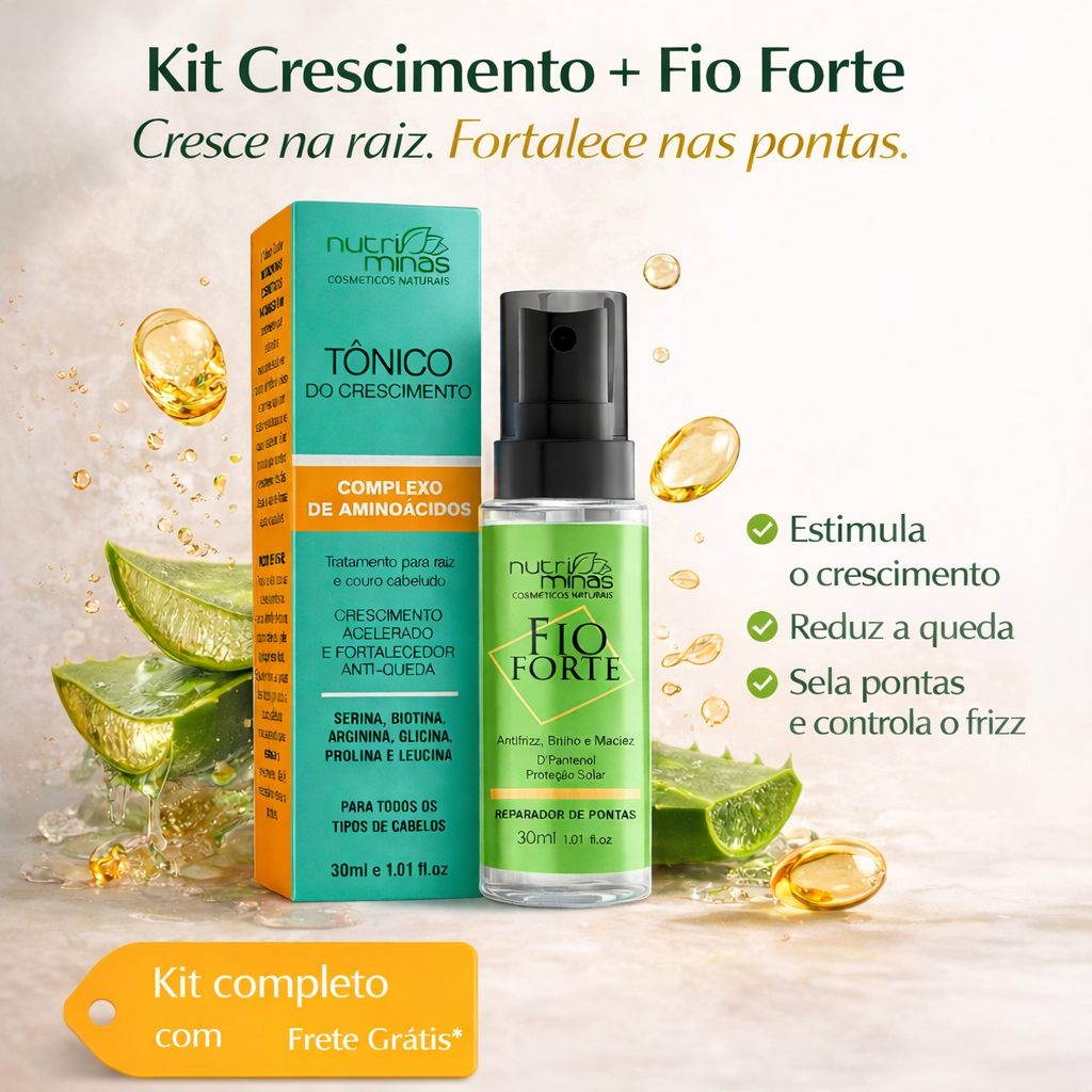 KIT Reparador +Tonico anti queda Fio Forte Nutriminas 30/30 ML