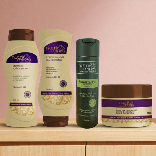 Kit Açaí e Queratina, Shampoo, Condi, Finaliz e Terapia 250g