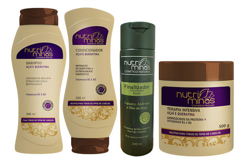 Kit Açaí E Queratina,shampoo, Condicion, Finali E Terap 500g