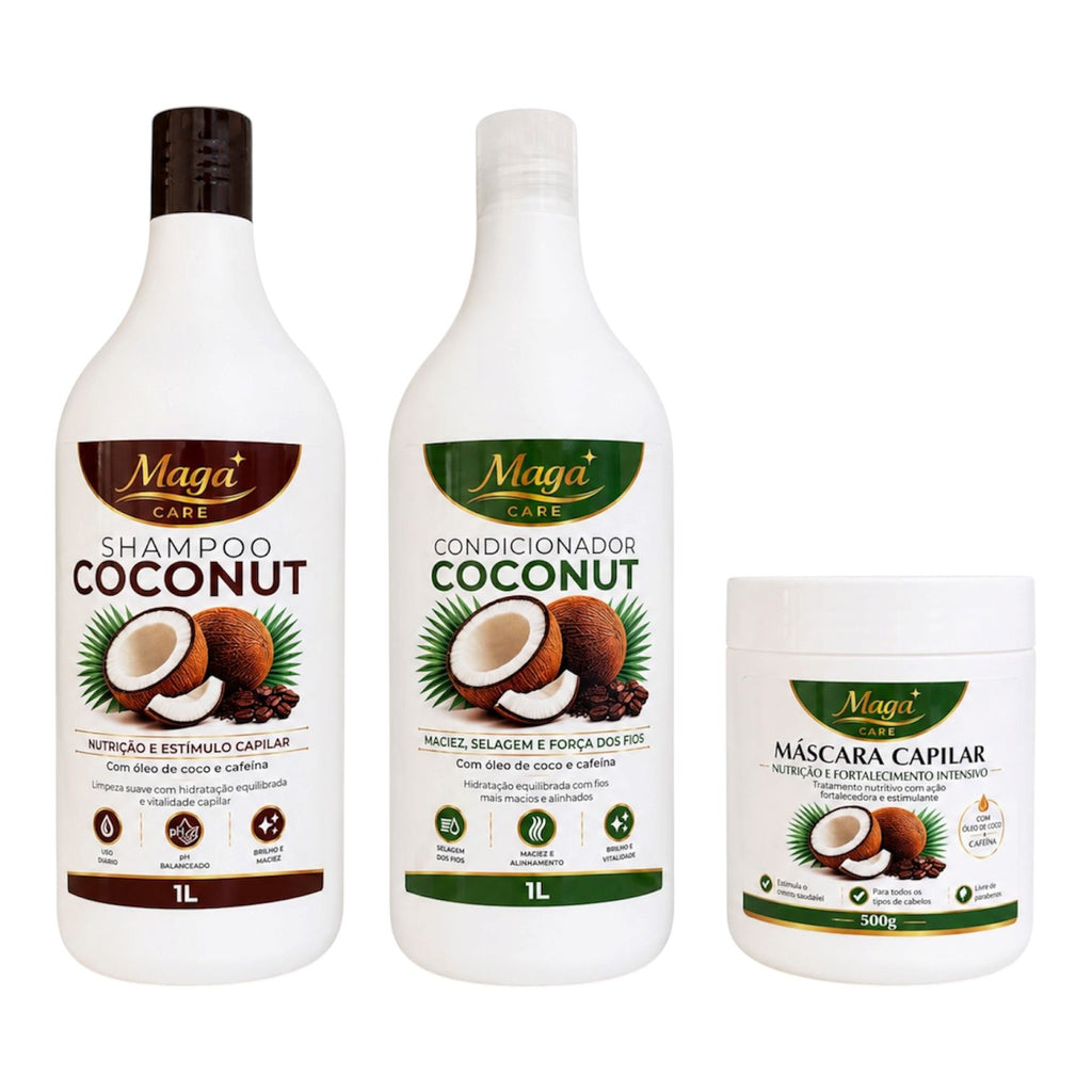 KIT COCONUT COM CAFEINA 1 KG FORÇA E RECONSTRUÇÃO