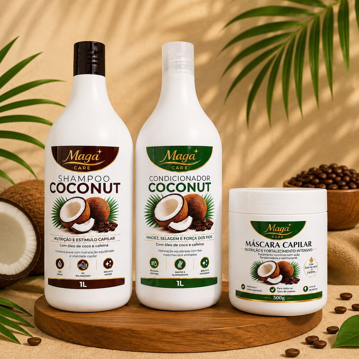 KIT COCONUT COM CAFEINA 1 KG FORÇA E RECONSTRUÇÃO