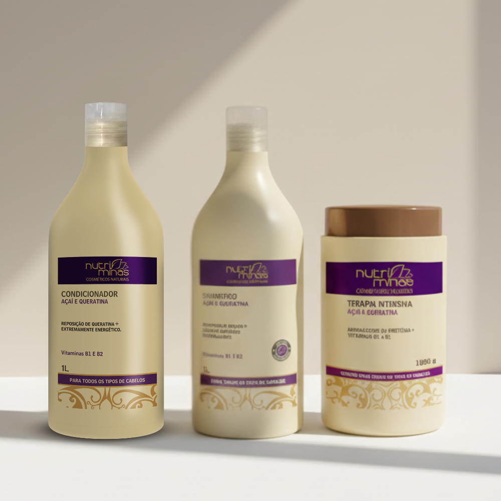 Kit Açaí Shampo Condicionador e Mascara Completo Nutriminas - 1KG