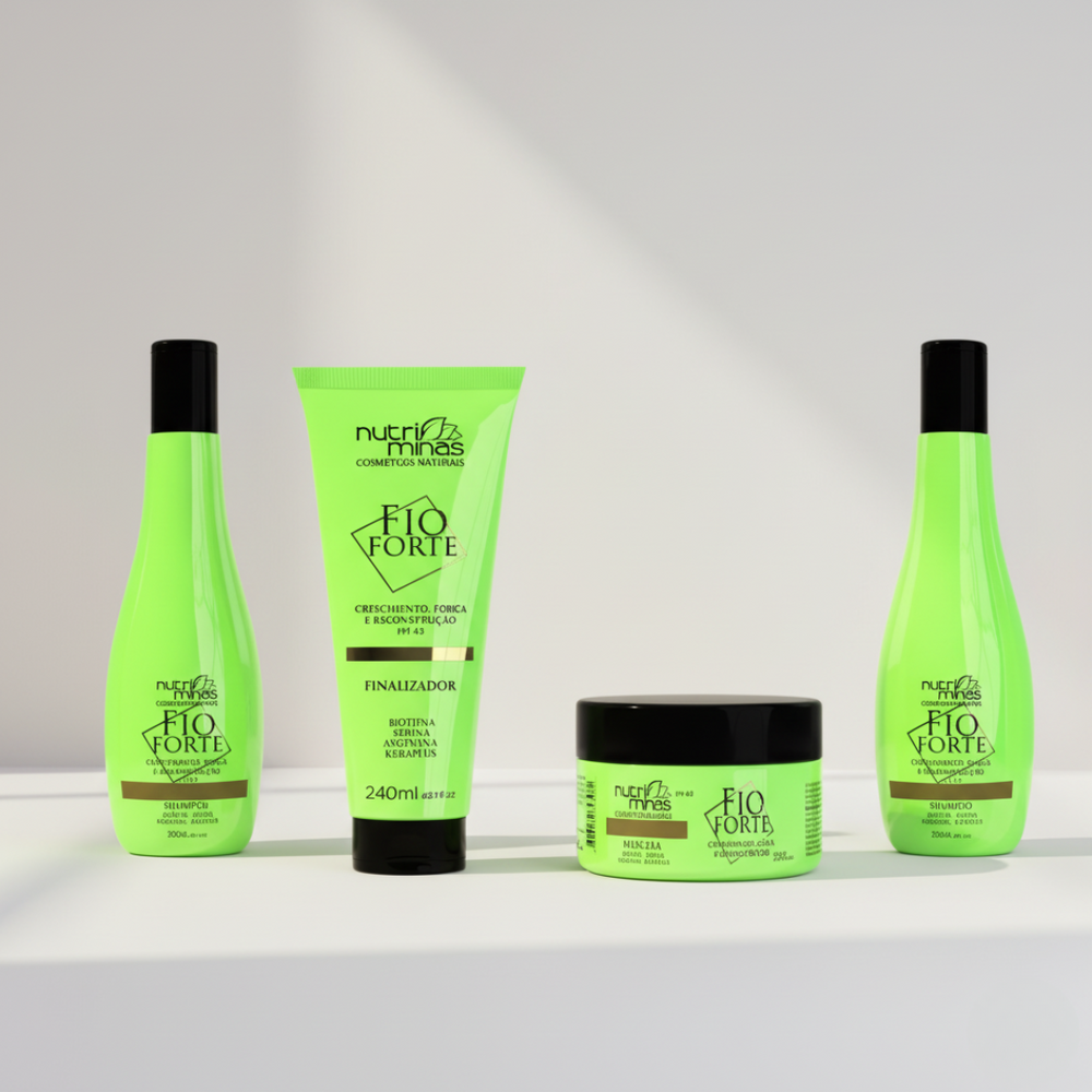 Kit Fio Forte –Shampoo 300 ml | Condicionador 300 ml | Máscara 250 g | Finalizador 240 ml Nutriminas